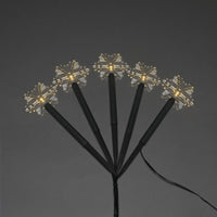 Set of 5 Warm White Snowflake Stake Pathway Lights