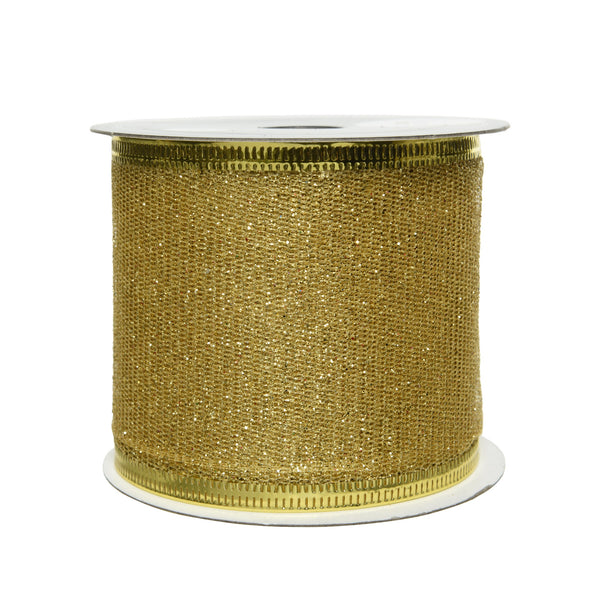 2.7m Light Gold Glitter Christmas Ribbon