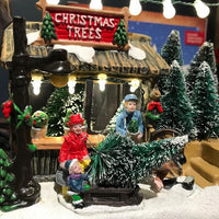 Christmas Trees for Sale Display Scene with LED Lights