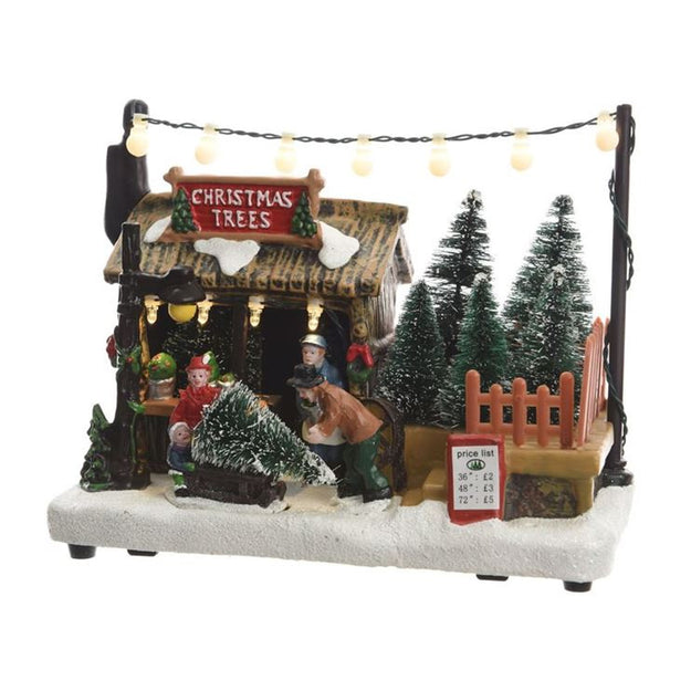 Christmas Trees for Sale Display Scene with LED Lights