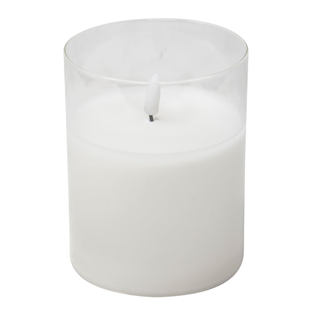 10cm Real Wax Candle in Glass Jar Battery Powered LED Realistic Flame Effect