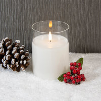 10cm Real Wax Candle in Glass Jar Battery Powered LED Realistic Flame Effect