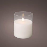 10cm Real Wax Candle in Glass Jar Battery Powered LED Realistic Flame Effect