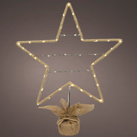 Lit Star in Burlap Base with 25 Warm White LED's