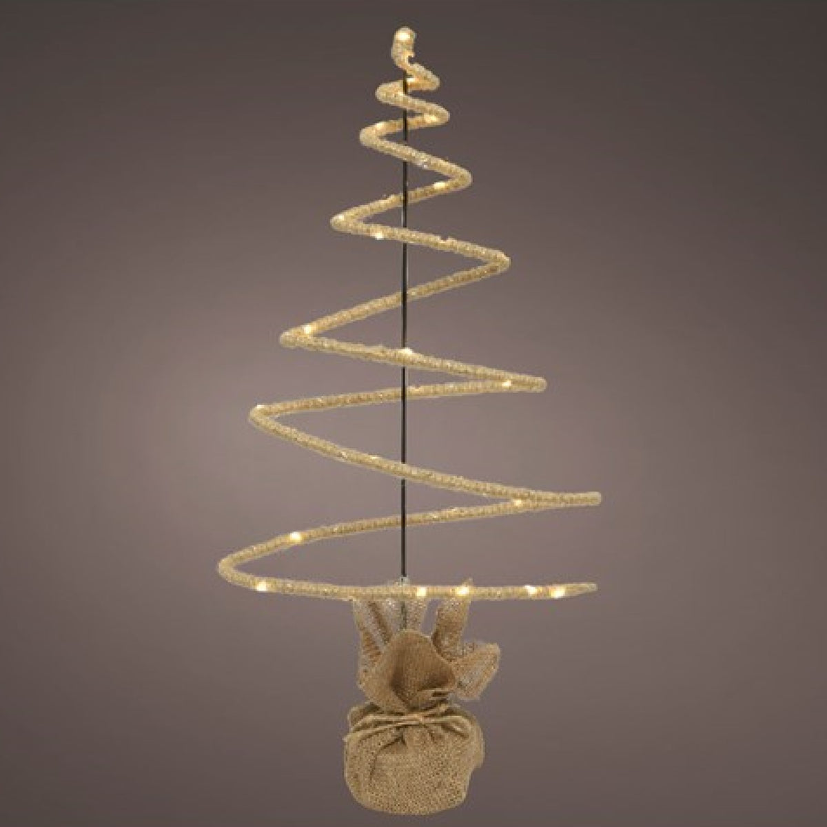 LED Lit Christmas Tree with Burlap Base
