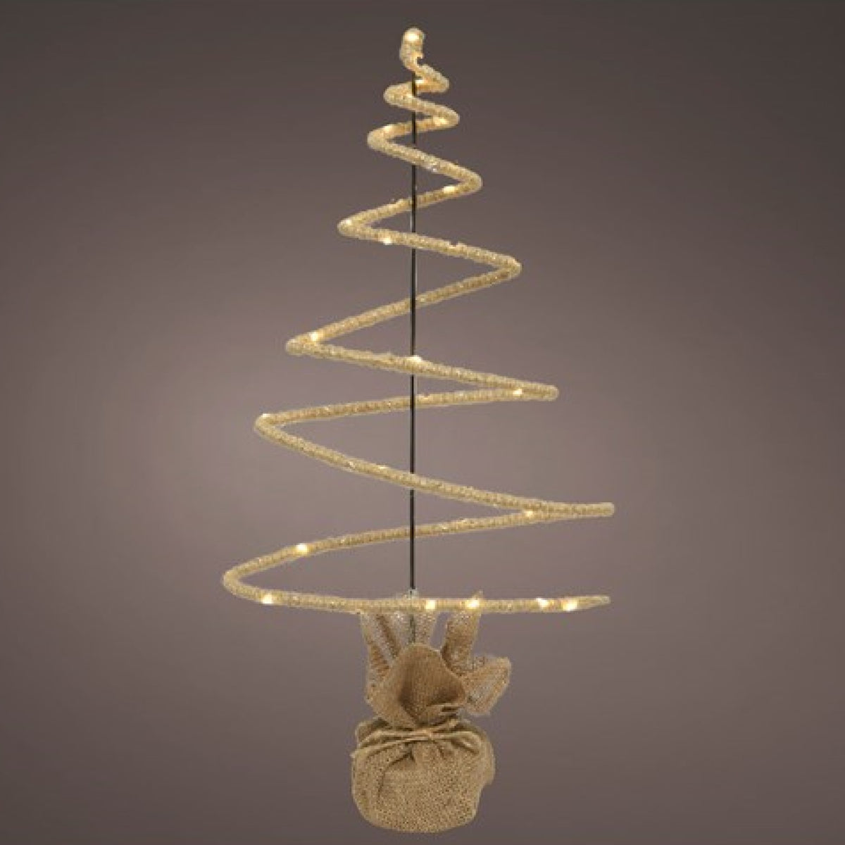 LED Lit Christmas Tree with Burlap Base