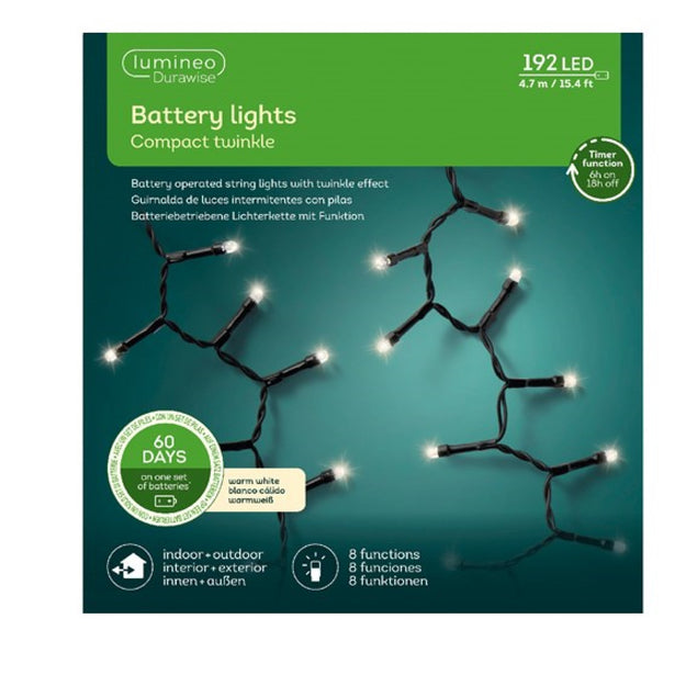 192 Warm White Multi Action Battery Operated Compact LED Lights