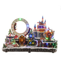 Animated Christmas Fairground with Roller Coaster and Ferris Wheel