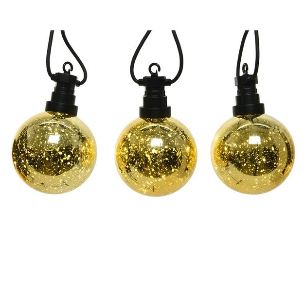 Set of 10 Crackle Gold Micro LED Connectable Globe Festoon Lights