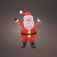 Giant Acrylic Christmas Santa with Multi Coloured String Lights