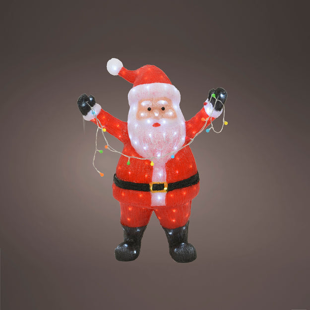 Giant Acrylic Christmas Santa with Multi Coloured String Lights