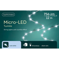 12m Cool White Twinkle Effect Lights with 756 Micro LEDs