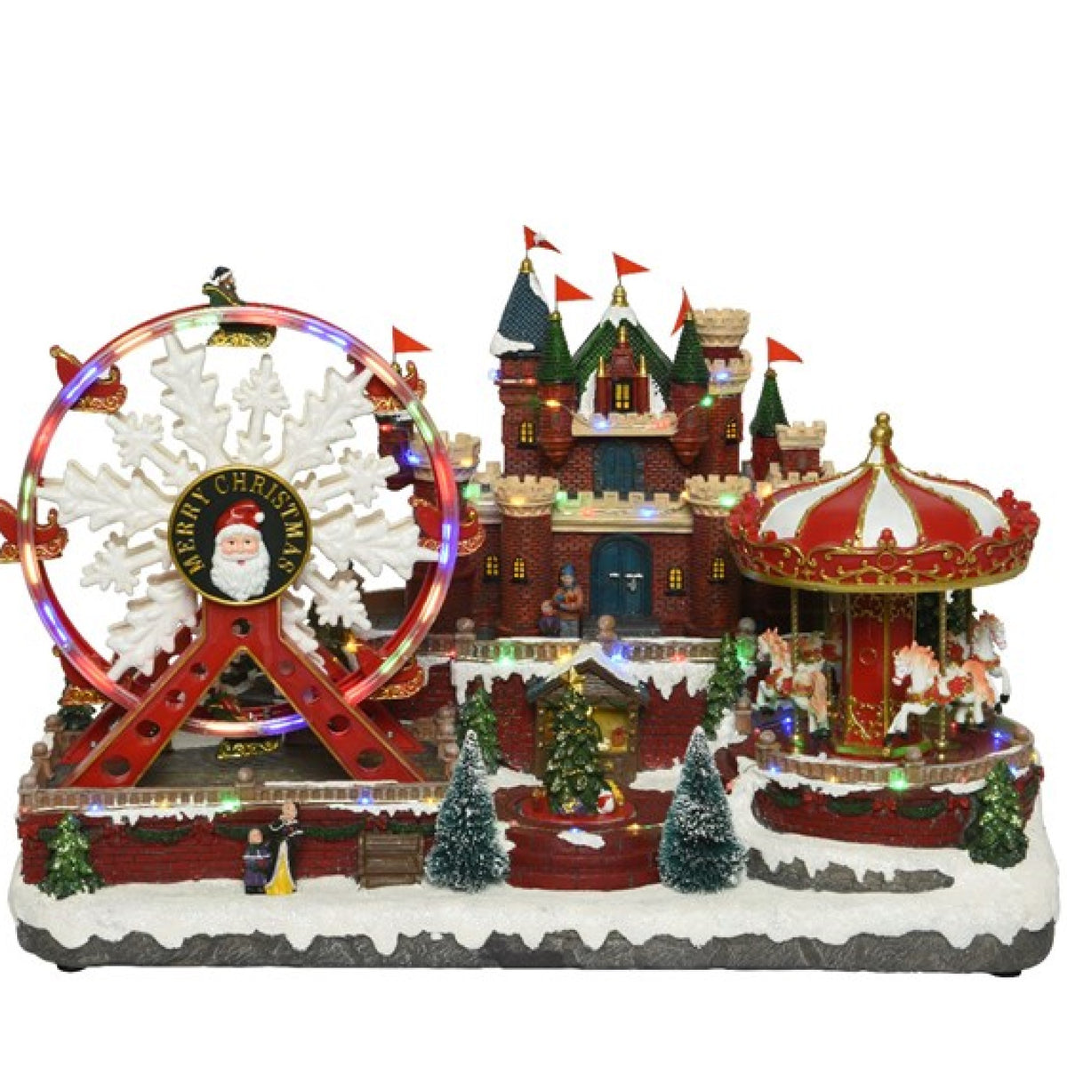 Giant LED Animated Musical Fairground Christmas Village Scene