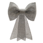 30cm Large Silver Glitter Bow Christmas Tree Decoration