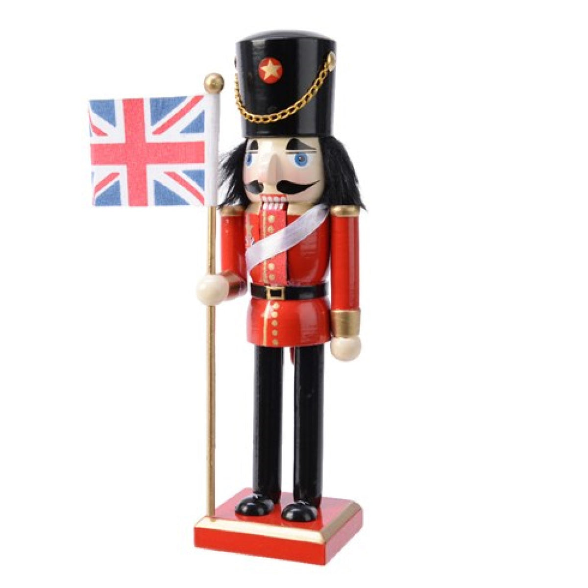 Christmas Nutcracker Holding Union Jack Flag