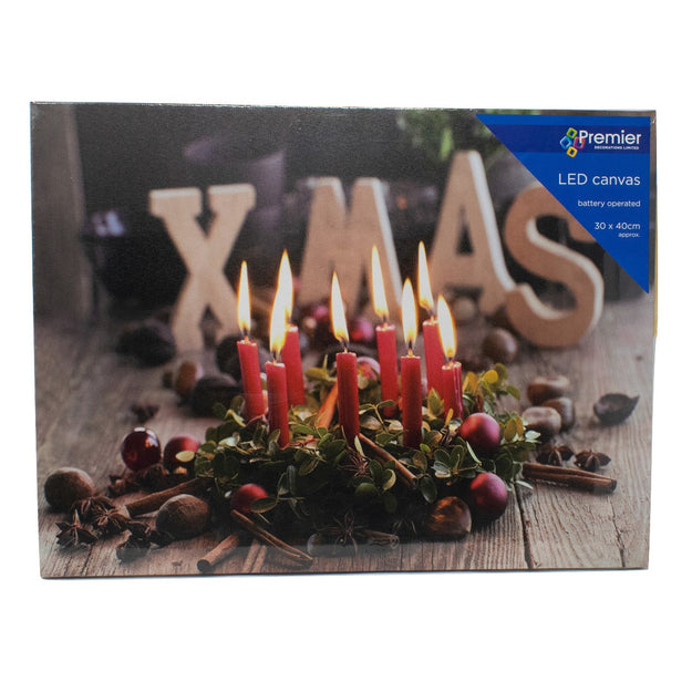 40cm Christmas Candle 'Xmas' LED Canvas