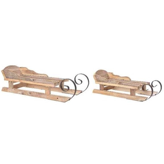 Pack of 2 Wooden Traditional Christmas Sleighs for Display