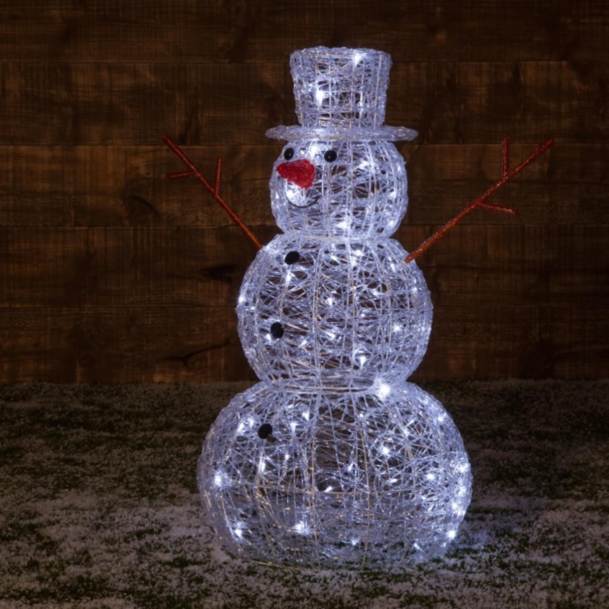 Acrylic Snowman with 80 Twinkle LEDs