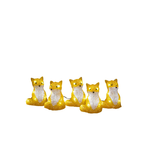 Set of 5 Acrylic Foxes with LED Lights