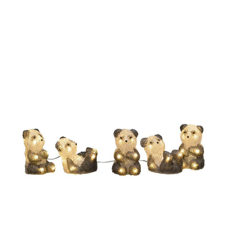 Set of 5 Acrylic LED Lit Christmas Pandas