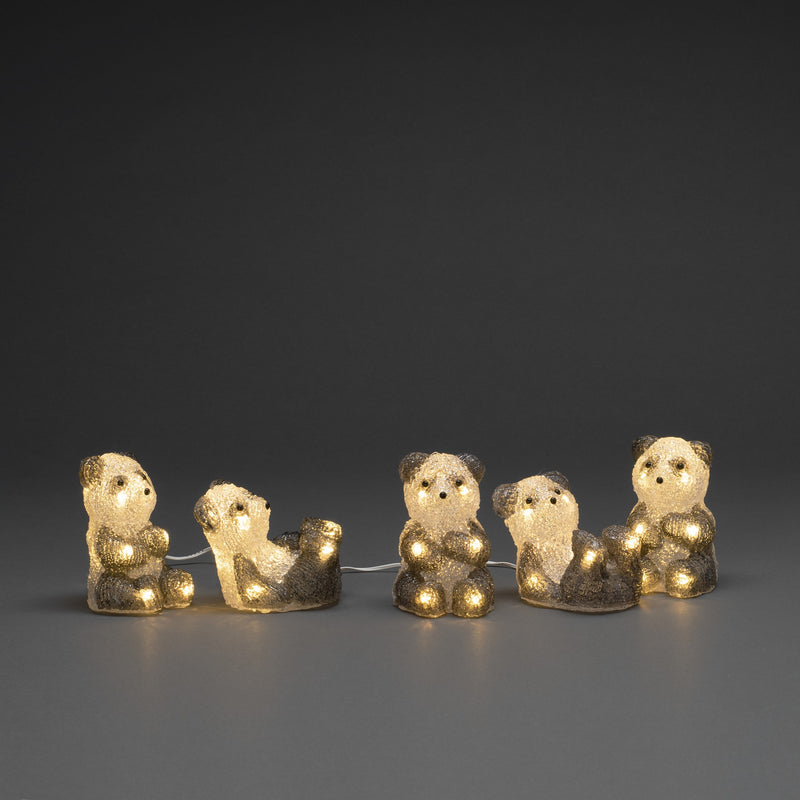 Set of 5 Acrylic LED Lit Christmas Pandas
