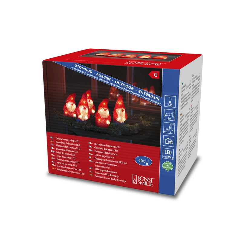 Set of 5 LED Lit Christmas Santa Gonks
