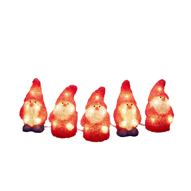 Set of 5 LED Lit Christmas Santa Gonks