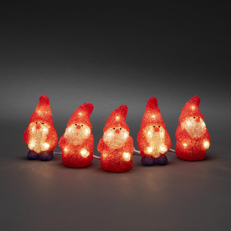 Set of 5 LED Lit Christmas Santa Gonks