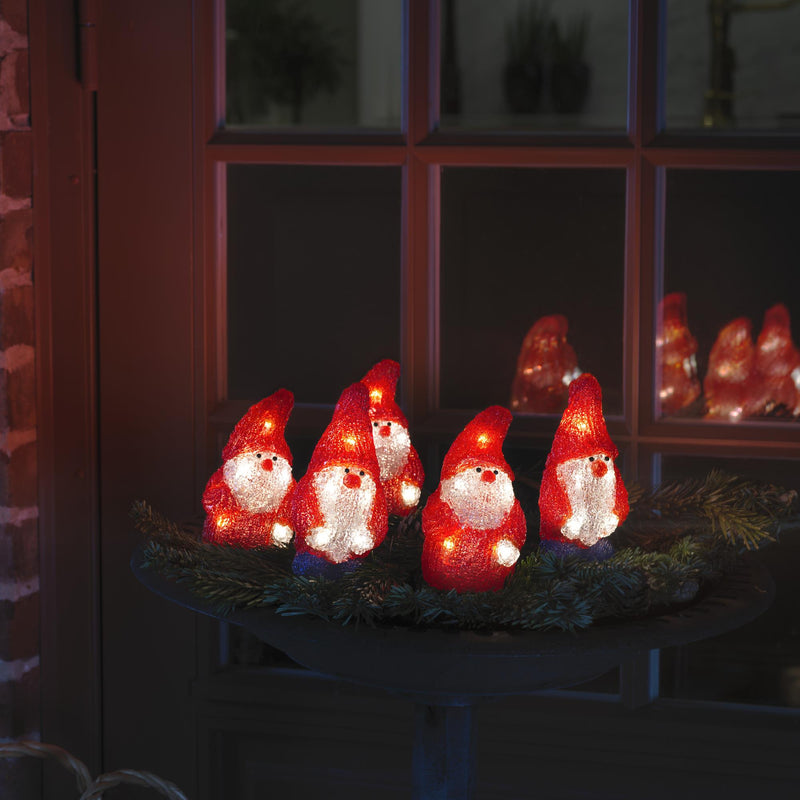 Set of 5 LED Lit Christmas Santa Gonks