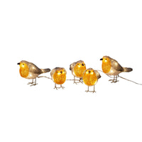 Set of 5 LED Lit Acrylic Christmas Robins