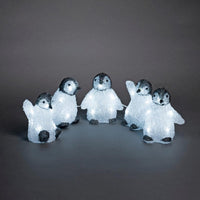 Set of 5 LED Lit Acrylic Penguins
