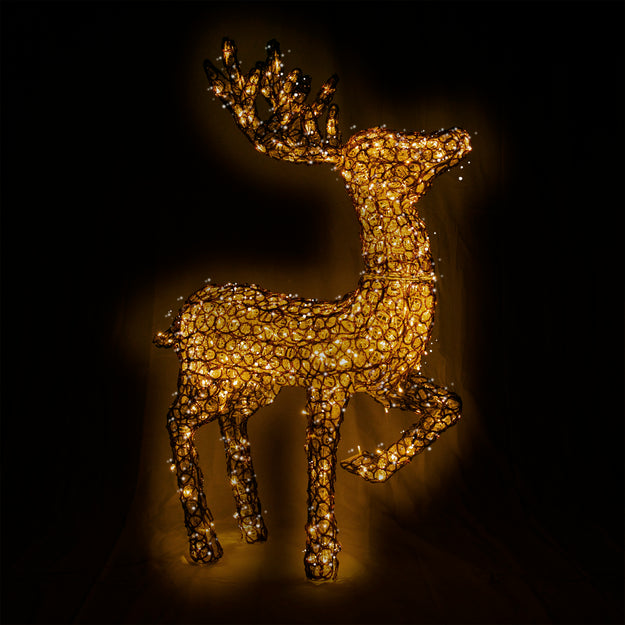 Large Woodland Acrylic Reindeer with Leg Up with 400 Warm White LED's
