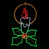 Pack of 2 1m LED Christmas Candle with Holly Sprig XP Silhouettes - 3