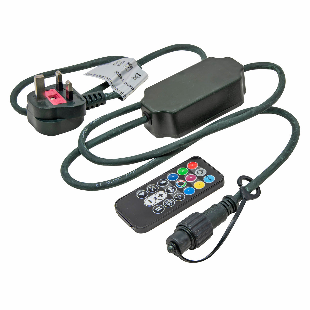 RGB Controller and Remote Controller for XP Colour Changing Connectable LED Lights ~ Green Cable