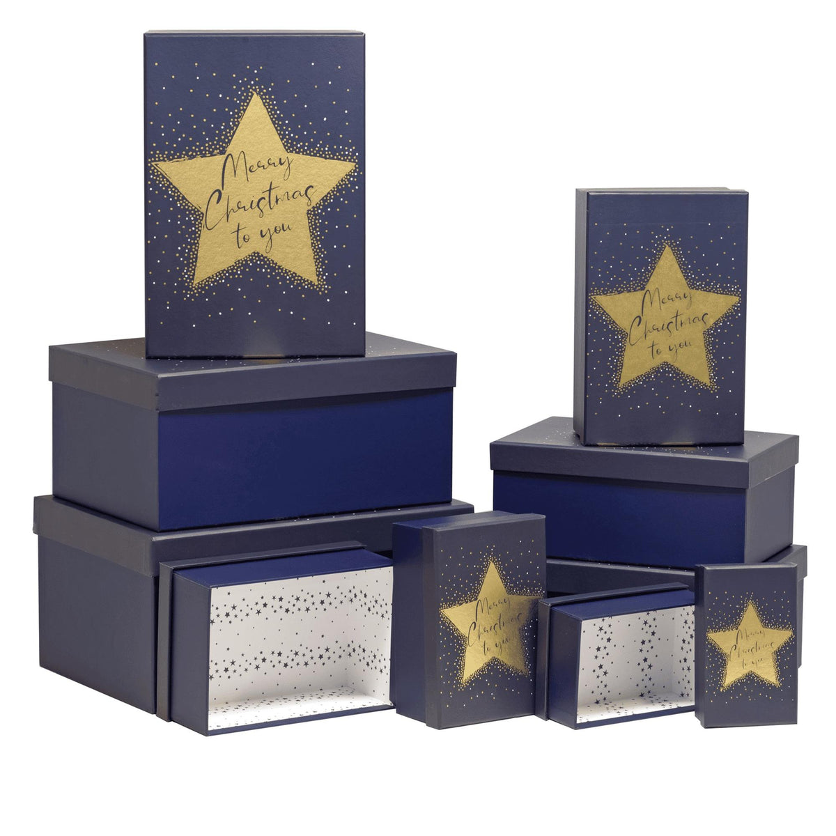 Set of 10 Luxury Nested Merry Christmas to You Gift Boxes