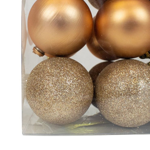 Pack of 24 Rose Gold Multi Finish Baubles