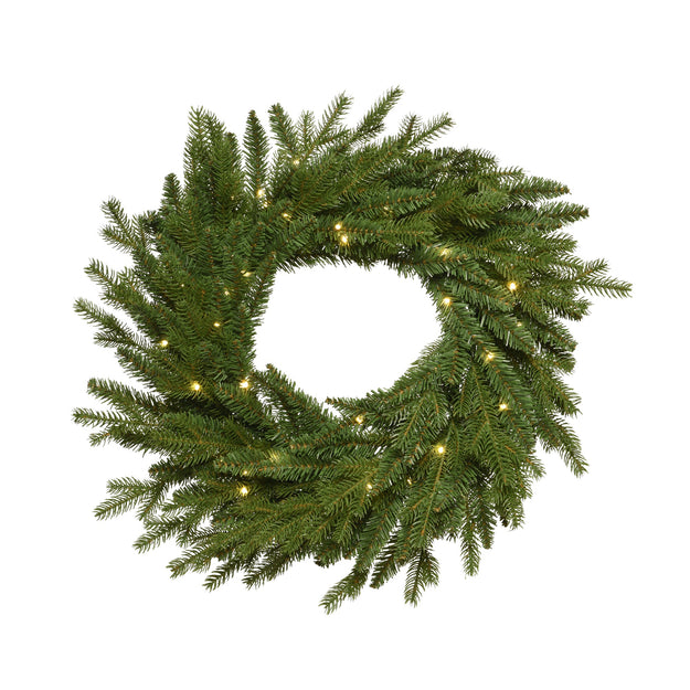 50cm Pre Lit Allison Pine Wreath with 40 Warm White LEDs