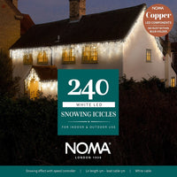 240 Ice White Snowing Icicle Timer Lights ~Noma