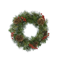 50cm Snowy Christmas Wreath with Berries and Pinecones