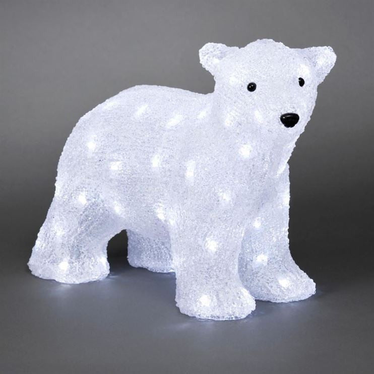 LED Lit Acrylic Polar Bear Christmas Display