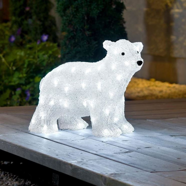 LED Lit Acrylic Polar Bear Christmas Display
