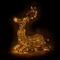 Large Woodland Acrylic Reindeer Sitting with 400 Warm White LED's