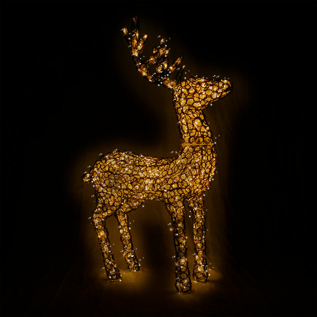 Large Woodland Acrylic Reindeer Standing with 400 Warm White LED's