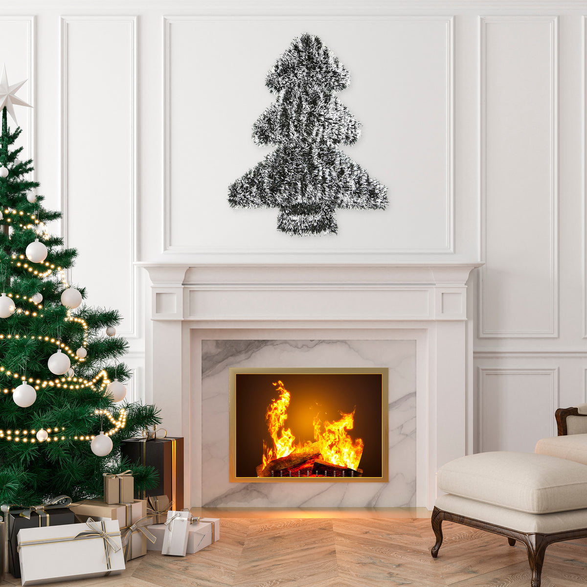 Black and White Jumbo Foil Covered Christmas Tree