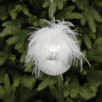 White Christmas Tree Bauble with Feather Detail