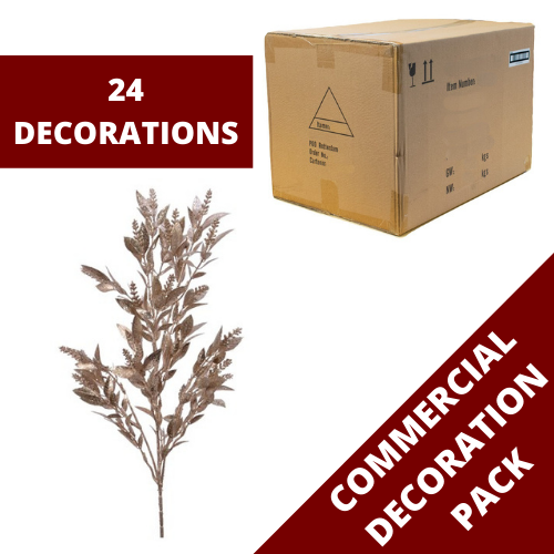 24 Champagne Gold Glitter Leaf Spray Christmas Tree Decoration Commercial Pack