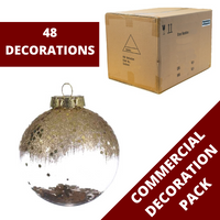 48 Glitter Flowers Shatterproof Christmas Tree Baubles Commercial Pack