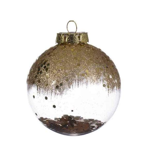 48 Glitter Flowers Shatterproof Christmas Tree Baubles Commercial Pack