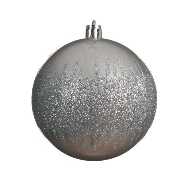 48 Misty Grey Glitter Shatterproof Christmas Tree Baubles Commercial Pack