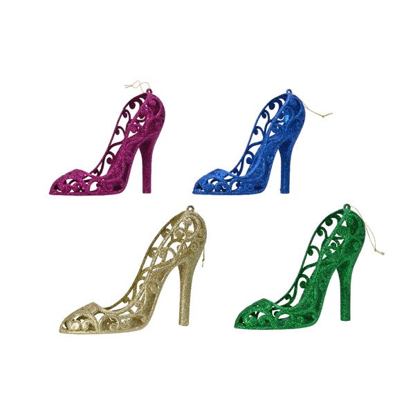 48 Colour Glitter Shoe Shatterproof Christmas Tree Decorations Commercial Pack